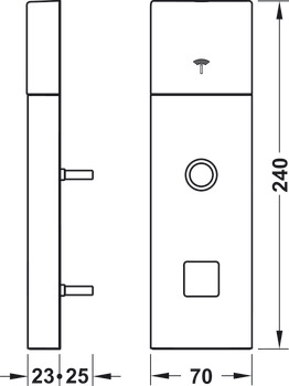 Deurterminalmodule, Häfele Dialock DT 700 Offline, voor binnendeuren en deuren van gastenkamers, met draaiknop
