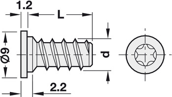 Euroschroef, Varianta, cilinderkop, IS, staal, voldraad, voor boorgaten Ø 5 mm in hout