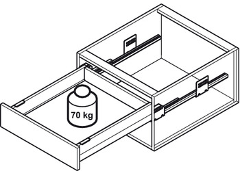 Lade-garnituur, Häfele Matrix Box P70, met zijwandverhoging, ladehoogte 115 mm, draagvermogen 70 kg