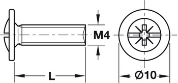 Metaalschroef, platkop, combi-kruiskop M4, kopdiameter 10 mm, verzinkt