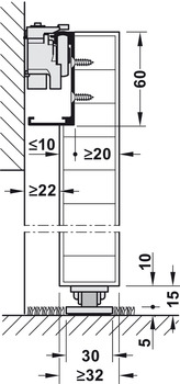 Schuifdeurbeslag, Slido D-Line43 80M, garnituur met looprail voor 1 deur