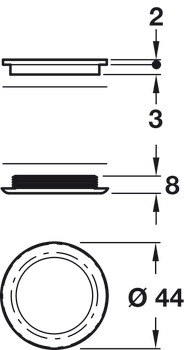 Meubelgrepen, van messing, voor glasdikte 4–5 mm