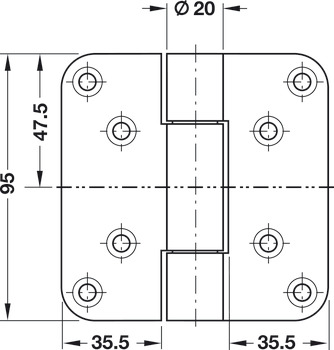Scharnier voor utiliteitsbouw, Simonswerk VN 2929/100, voor stompe deuren voor de utiliteitsbouw tot 100 kg