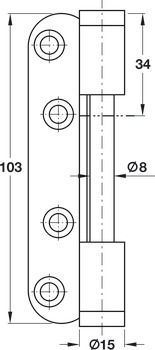 Stiftpaumelle-deurdeel, Simonswerk V 0037 WF, voor binnendeuren met opdek tot 80 kg