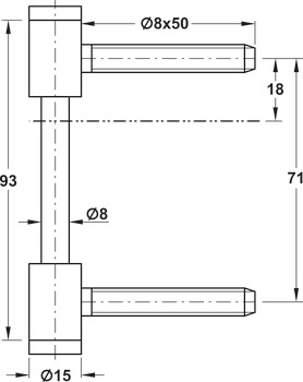 Stiftpaumelle-deurdeel, Simonswerk V 0026 WF, voor binnendeuren met opdek tot 70 kg