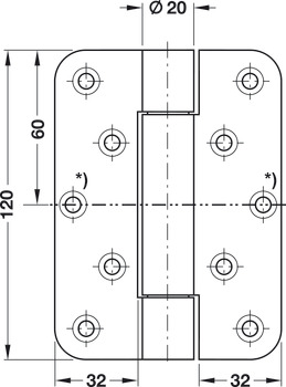 Scharnier voor utiliteitsbouw, Simonswerk VN 2929/120, voor stompe deuren voor de utiliteitsbouw tot 120 kg