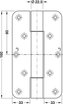 Scharnier voor utiliteitsbouw, Simonswerk VN 2929/160, voor stompe deuren voor de utiliteitsbouw tot 160 kg