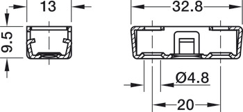 Verbindercomponent, Onderdeel RV/U-T3, Häfele Ixconnect, met vergrendelfunctie