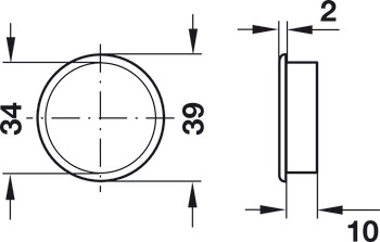 Contraring, voor ventilatierooster, diameter 39 mm