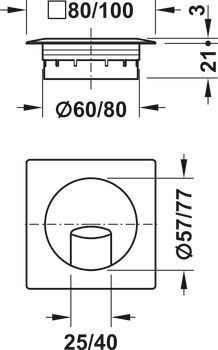 Kabelgeleider, vierkant, 80 x 80 of 100 x 100 mm