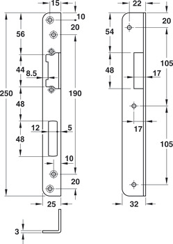 Hoeksluitplaat, voor meerpuntsluitingen, Startec, 250 mm