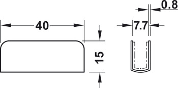 Tegenstuk, voor magneetdruksluiting glasdeur, hoogte 15 mm