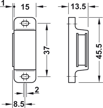 Magneetsluiting, houdkracht 3,0-4,0/4,0-5,0 kg, om te schroeven, hoekig