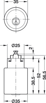 Draaiknop, Opbouwoplossing 30 mm, klantspecifiek sluitsysteem HS/GHS