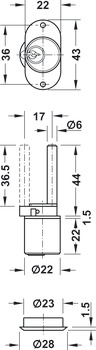 Centrale draaivergrendeling, met stiftcilinder, slag 17 mm, klantspecifiek HS/GHS sluitsysteem