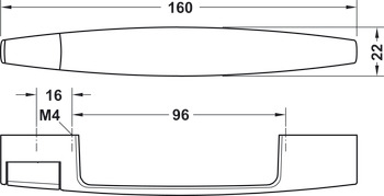 Hendel met sluitfunctie, Cara-Latch, lengte 160 mm