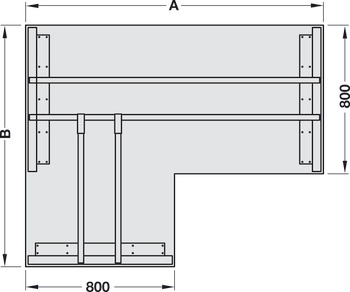Set completo Idea H, angolo 90°, gambe a forma quadrata, strutture tavoli