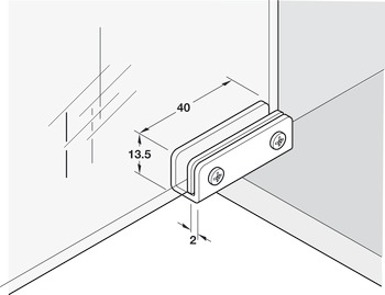 Scharnier, voor glas-/houtconstructies, openingshoek 110°