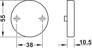 Blinde rozet, polyamide, Hewi, model 306.23BL, voor deurkruk 111.20E/R, 111.23E/R