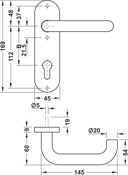 Deurkrukgarnituur, roestvast staal, Startec, PDH4102