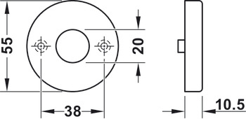 Deurkrukrozet, polyamide, Hewi, model 305.20R/305.23R, voor deurkruk 111.20R, 111.23R