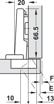 Potscharnier, Blum Clip Top Blumotion 110°, zijwandmontage, deuropdek tot 20 mm