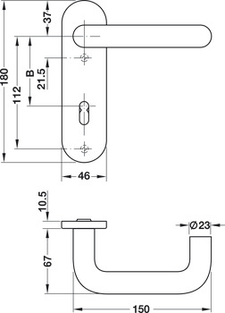 Deurkrukgarnituur, Hewi, model 111R01.210, polyamide
