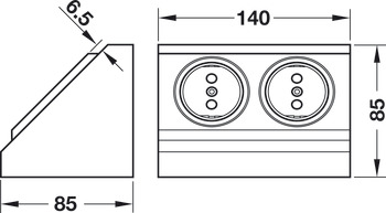 stopcontactelement, energiebox, dubbel stopcontact, 230 V