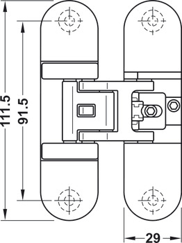 Deurscharnier, Startec H7, verdekt liggend, voor stompe binnendeuren tot 50/70 kg