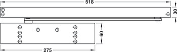 Bovenliggende deurdranger, TS 93 B EMF in Contur design, met glijrail en elektromechanische vastzetting, EN 2–5, Dorma