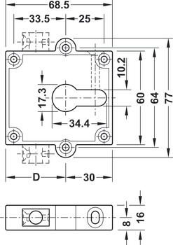 Schuifstangslot, PC 60, doornmaat 38,5 of 40 mm