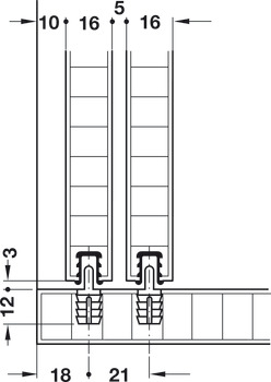 Loopwerk, om vast te klikken, hoogteverstelling ± 1,5 mm, Häfele Slido F-Line11 12A, Infront