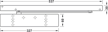 Bovenliggende deurdranger, Dorma TS 98 XEA, met glijrail en elektromechanische vastzetting, EN 1–6