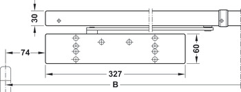 Bovenliggende deurdranger, Dorma TS 98 XEA GSR/BG met glijrail, voor dubbele deuren, EN 1–6