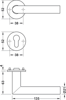 Deurkrukgarnituur, polyamide/roestvast staal Hewi, Serie bicolor/model 162