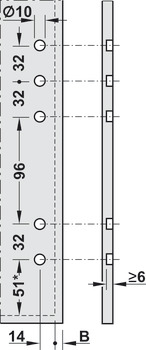Frontbevestiging, Blum Expando T, hoogte M/hoogte F, voor dunne fronten, voor lade Blum Legrabox