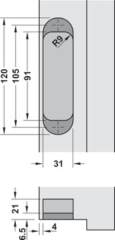 Deurpaumellen, Startec H12, verdekt liggend, voor stompe binnendeuren tot 60 kg