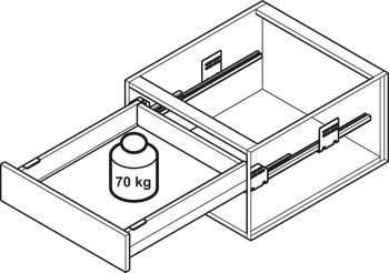 Lade-garnituur, Häfele Matrix Box P70, ladehoogte 92 mm, draagvermogen 70 kg