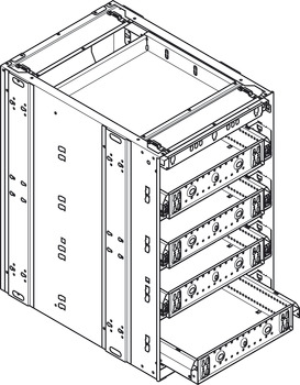 Stalen container, Quick-Kit-600, hoogte-indeling 1-3-3-3-3
