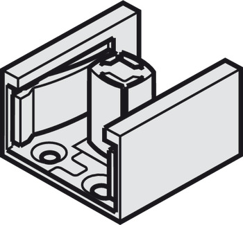 Dubbele ondergeleider, spelingsvrij, voor 2 deuren van glas, 8-10,7 mm