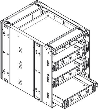 Stalen container, Quick-Kit-600, hoogte-indeling 1-3-3-3