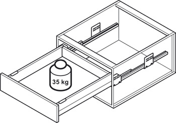 Voorraadladegarnituur, Häfele Matrix Box P35, met lengtereling rechthoekig, ladehoogte 115 mm, draagvermogen 35 kg