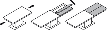 Rolgeleider, incl. uittrekframe, voor 1 uitklapblad, voor tafels met frame