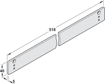 Montageplaat, voor glijrail van Dorma TS 92 XEA en TS 98 XEA (hoogte 40 mm)