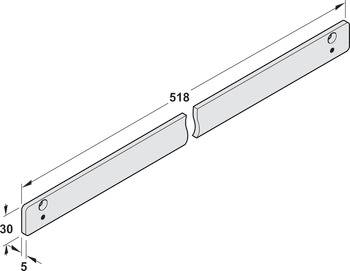 Montageplaat, voor glijrail van Dorma TS 92 XEA en TS 98 XEA (hoogte 30 mm)