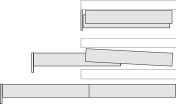 Beslag voor uittrektafels, Kesseböhmer Topflex, met neerlaatbaar front
