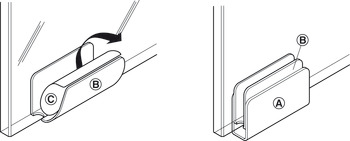 Tegenstuk, voor magneetdruksluiting glasdeur, hoogte 15 mm