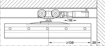 Extra garnituur buffer, Push-to-open, voor schuifdeurbeslag Häfele Slido D-Line11 50P/80P/120P, 50C/80C/120C en 50I/80I/120I houten en glazen deuren