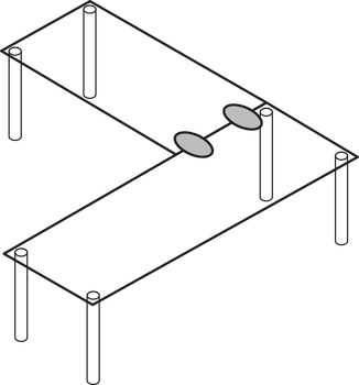 Tafelbladverbinder, tafelbladen vast verbonden
