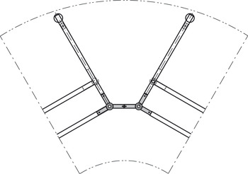 Y-scharnierverbinding, 90°, met beweegbare arm, voor Idea tafelonderstelsystemen
